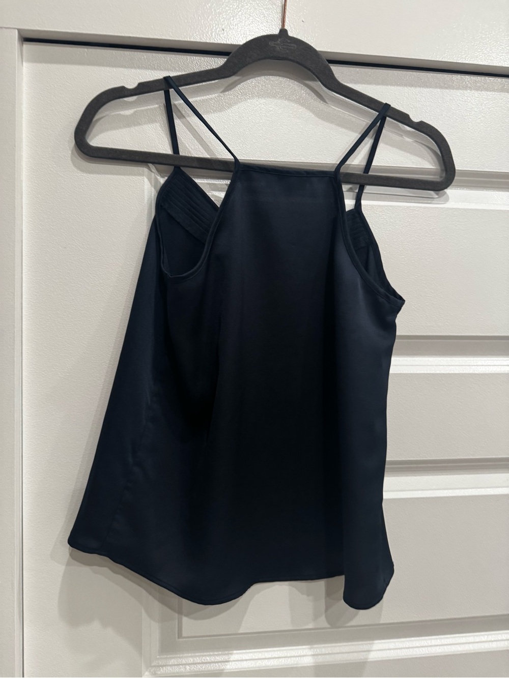 Dark navy blue Pleated-Trim Spaghetti Strap Tank Top - Women - Picture 2 of 3